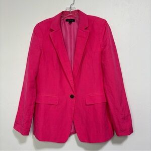 Ann Taylor Size 10 Women's Pink Blazer Linen Office Career Professional Colorful